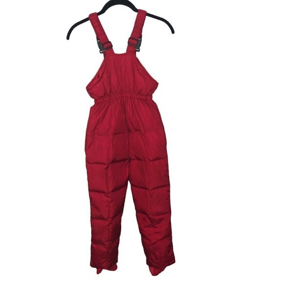 Kids Youth Red Soft-shell Puffer Down Filled Overall Ski Snow Overalls - Picture 6 of 10